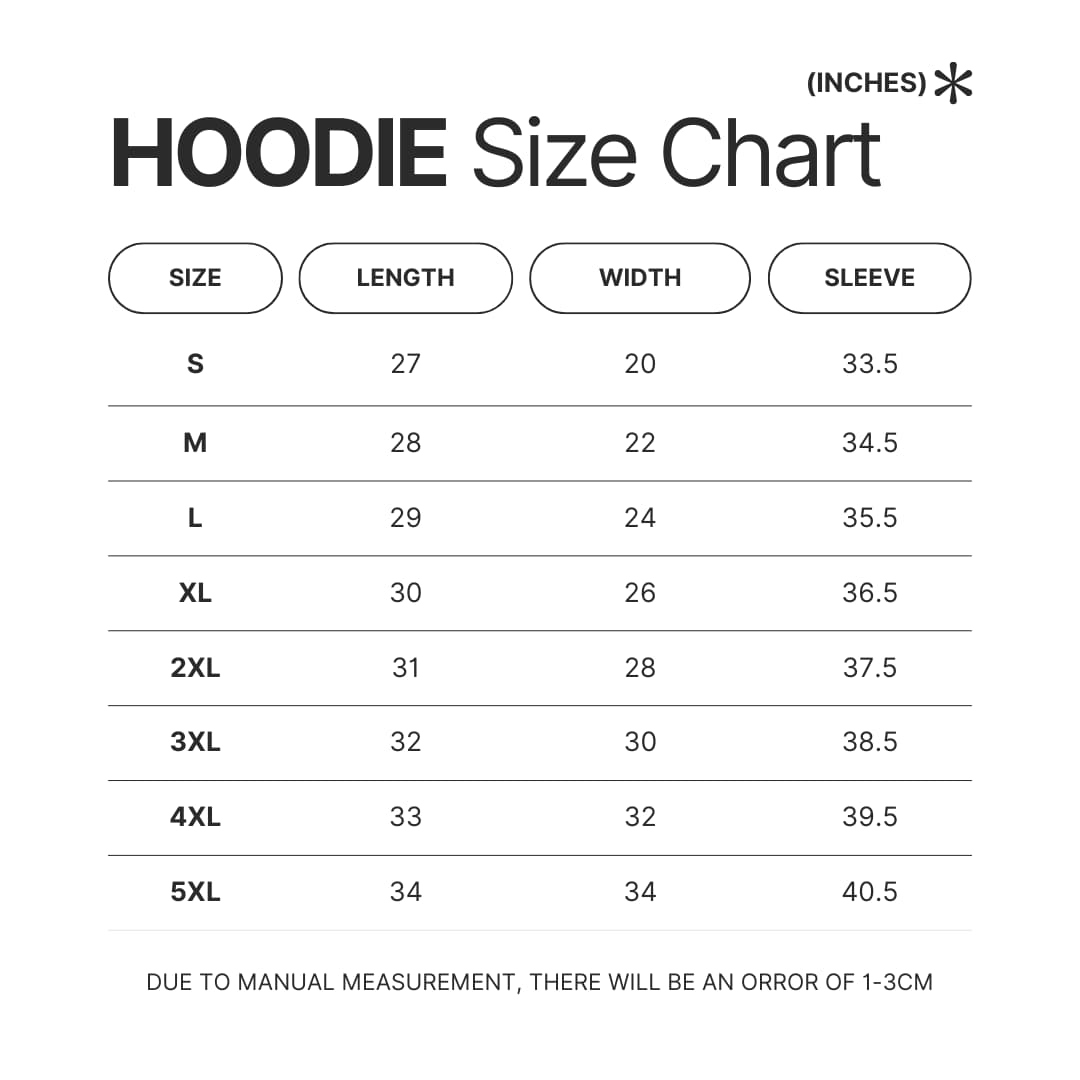 Hoodie Size Chart - SpongeBob UK Shop
