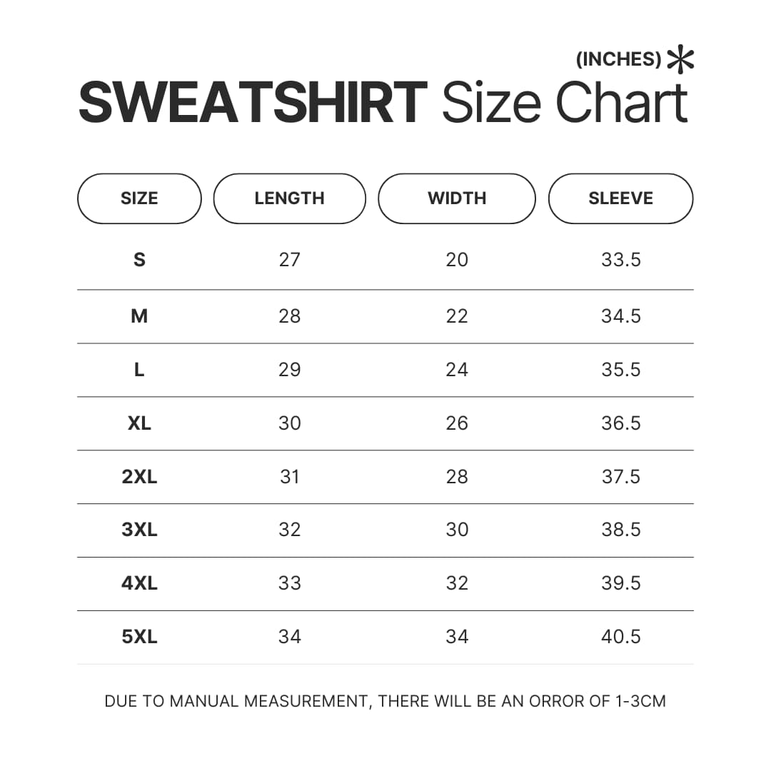 Sweatshirt Size Chart - SpongeBob UK Shop