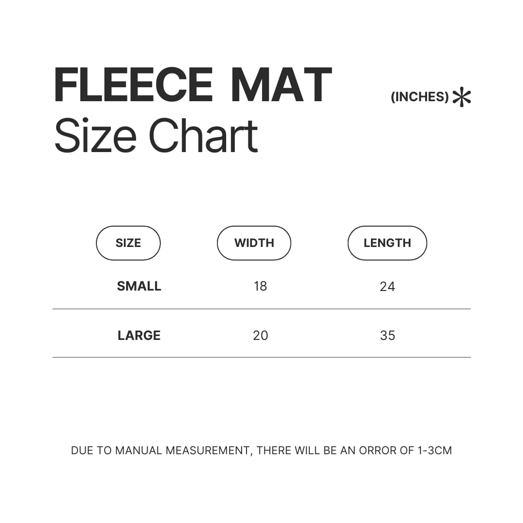Fleece Mat Size Chart - SpongeBob UK Shop
