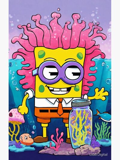 Alternative view of Spongebob In His Best Style Shower Curtain
