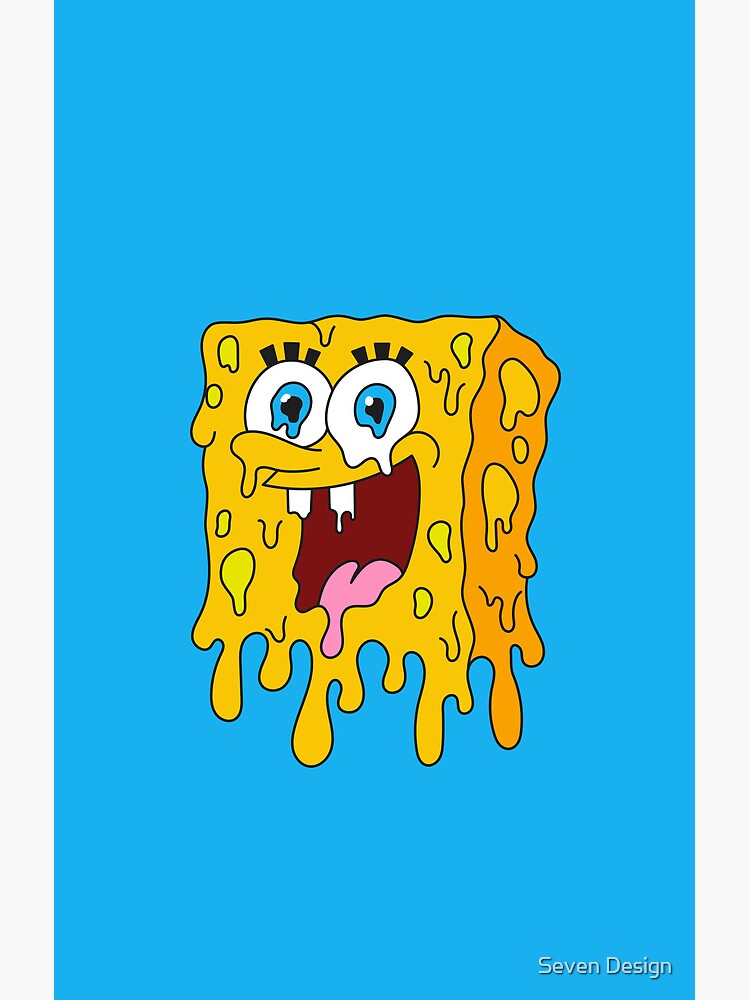 Melting Spongebob Cartoon Face Illustration Shower Curtain - Image 2