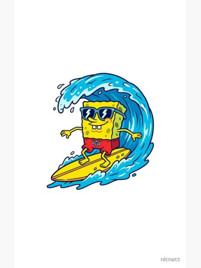 Alternative view of Cute Sponge Bob In Sunglasses Water Surfing Gamer Stickers And T Shirts Shower Curtain