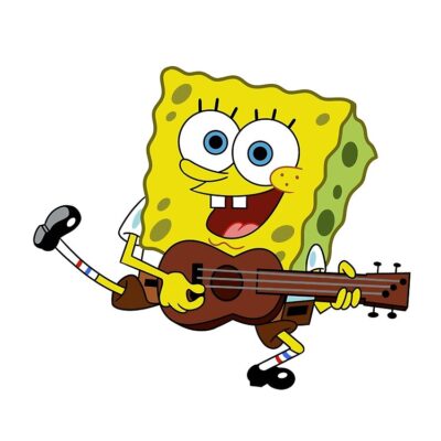 Alternative view of Sponge Playing A Guitar Tote Bag
