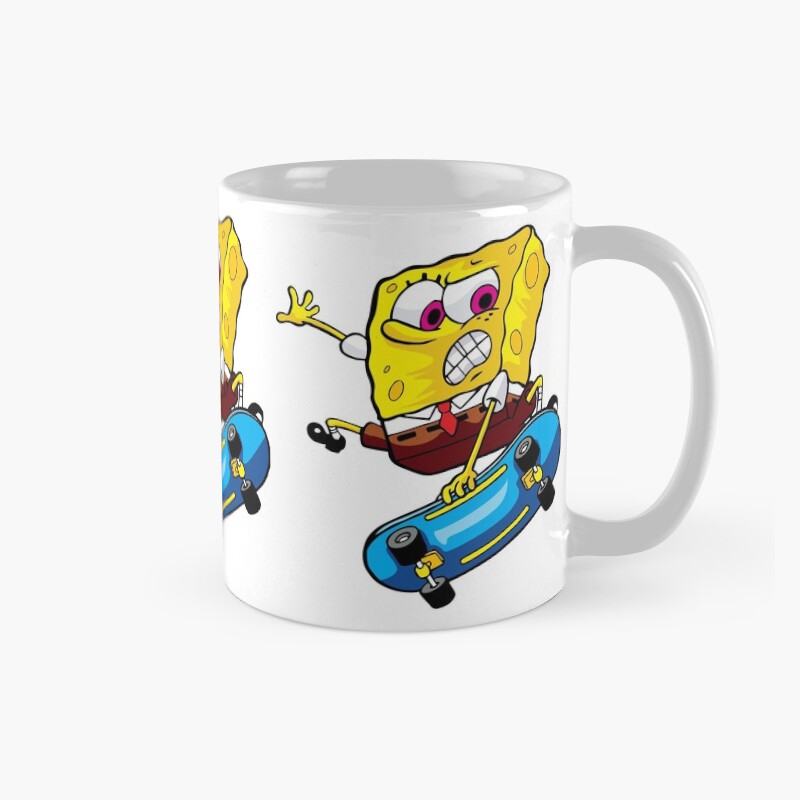 Cool Skating Sponge Bob Design Skateboard Mug