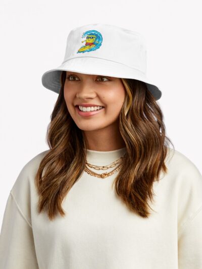 Alternative view of Cute Sponge Bob In Sunglasses Water Surfing Gamer Stickers And T Shirts Bucket Hat