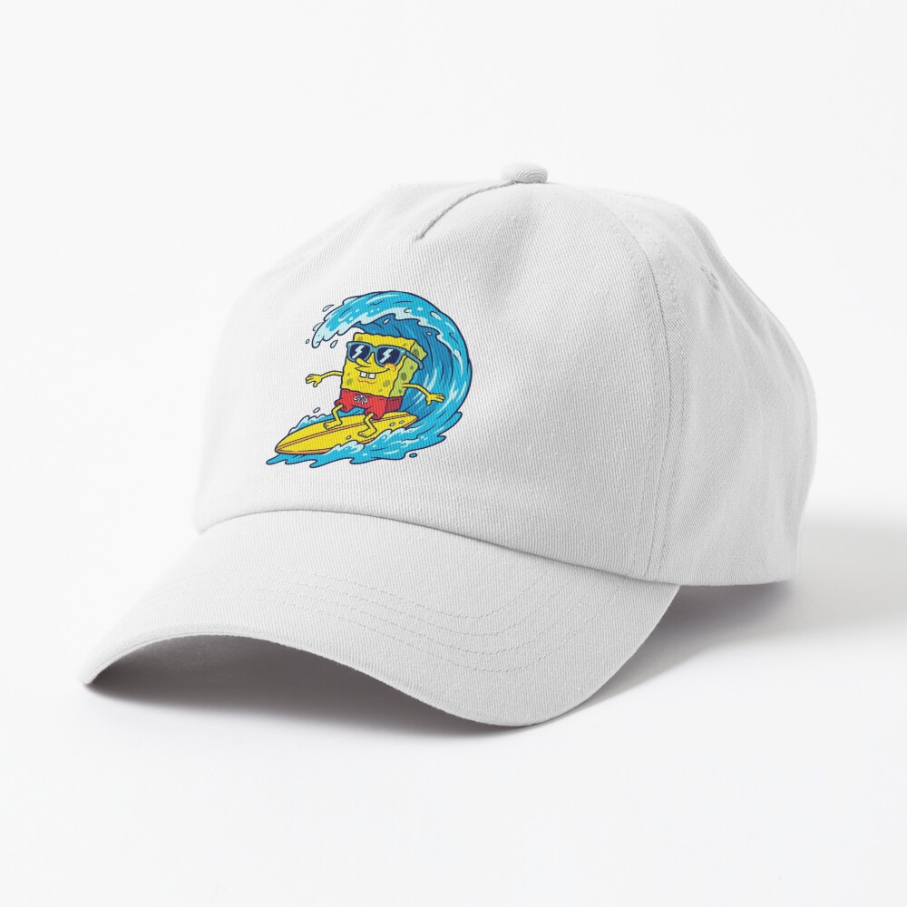 Cute Sponge Bob In Sunglasses Water Surfing Gamer Stickers And T Shirts Cap