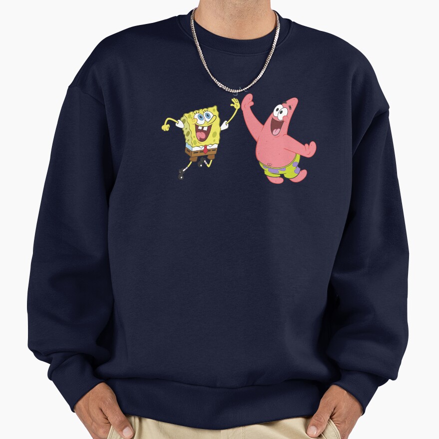Spongebob Squarepants And Patrick High Five Sweatshirt - Image 5
