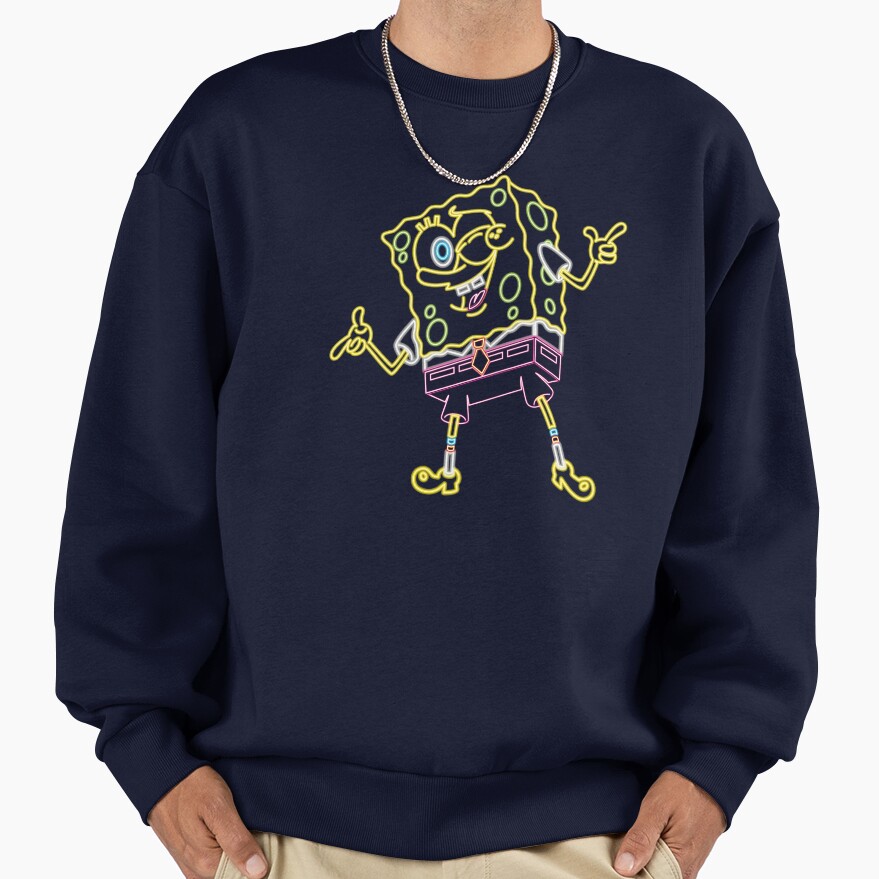 Spongebob Squarepants Winking Neon Outline Sweatshirt - Image 5