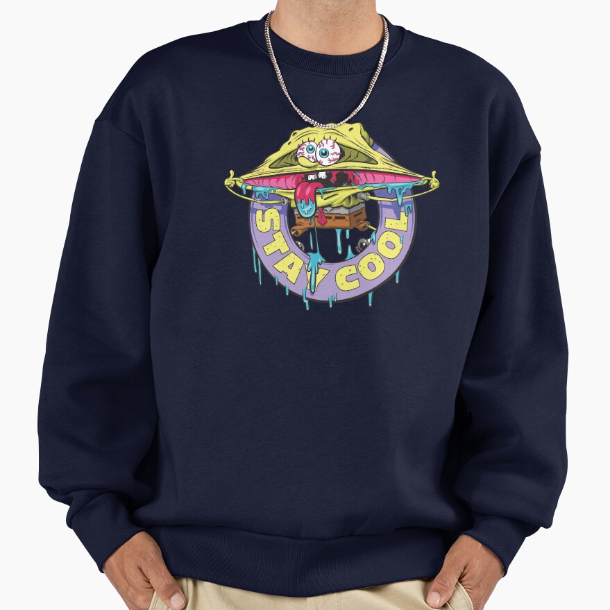 Spongebob Squarepants Stay Cool Drippy Logo Sweatshirt - Image 5