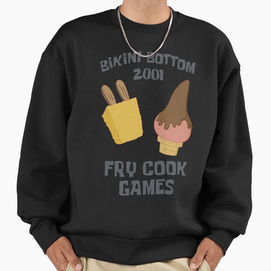 Spongebob Squarepants Bikini Bottom 2001 Fry Cook Games Sweatshirt - Image 3
