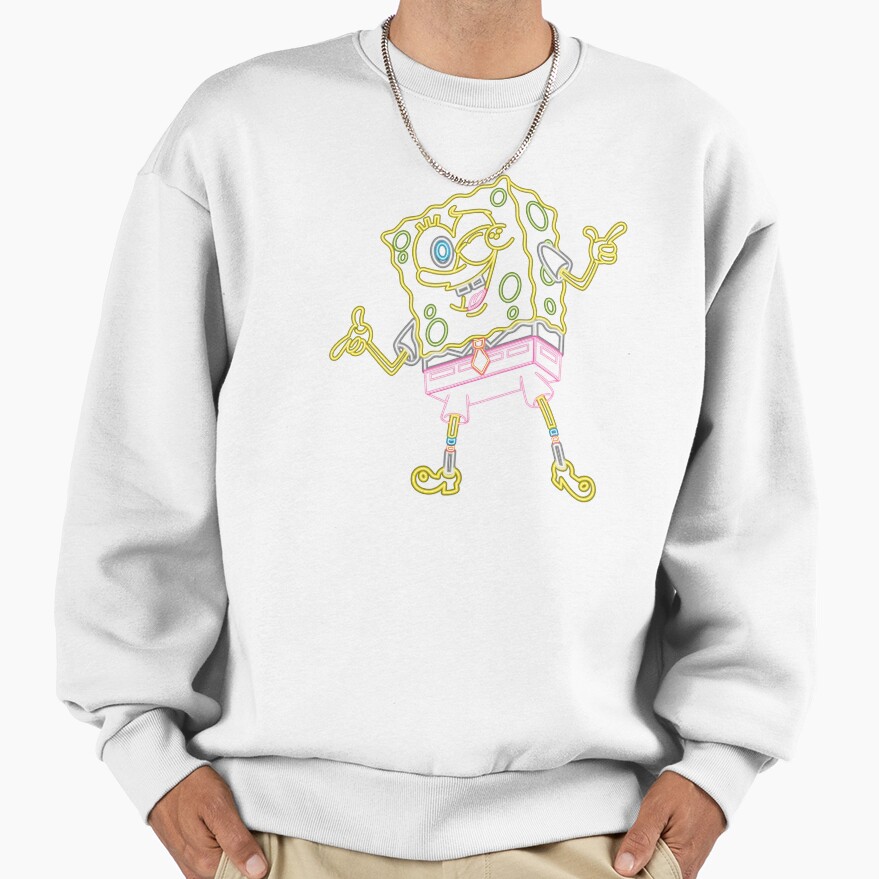 Spongebob Squarepants Winking Neon Outline Sweatshirt - Image 2