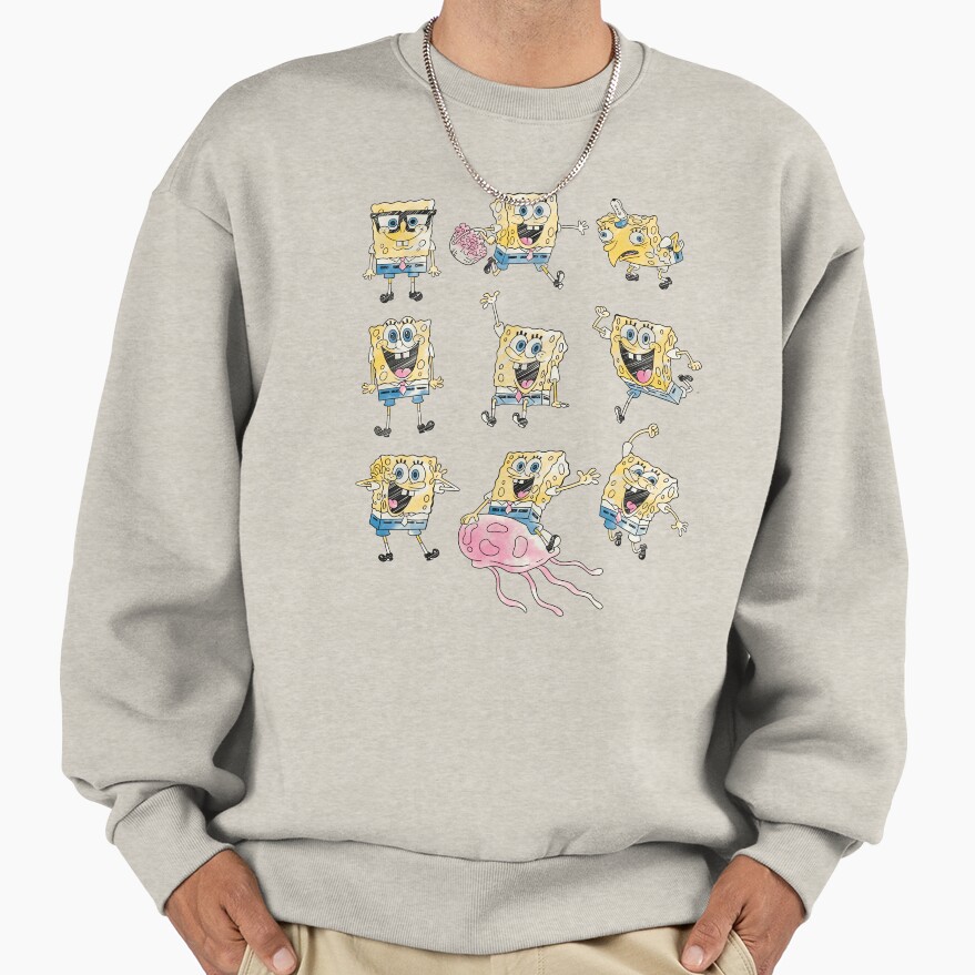 Spongebob Squarepants Emotions Sketch Grid Sweatshirt