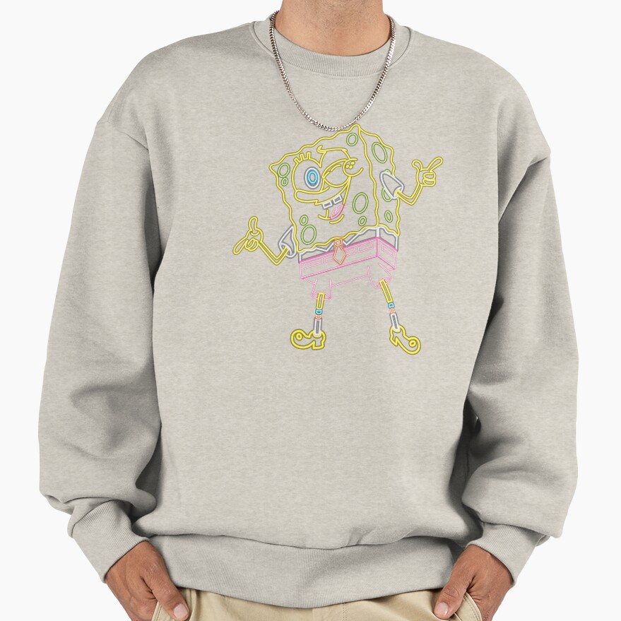 Spongebob Squarepants Winking Neon Outline Sweatshirt - Image 3
