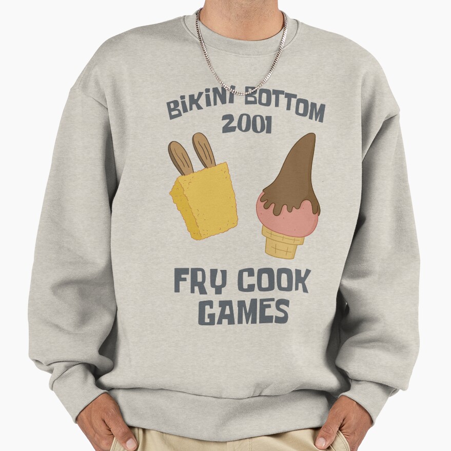 Spongebob Squarepants Bikini Bottom 2001 Fry Cook Games Sweatshirt - Image 4