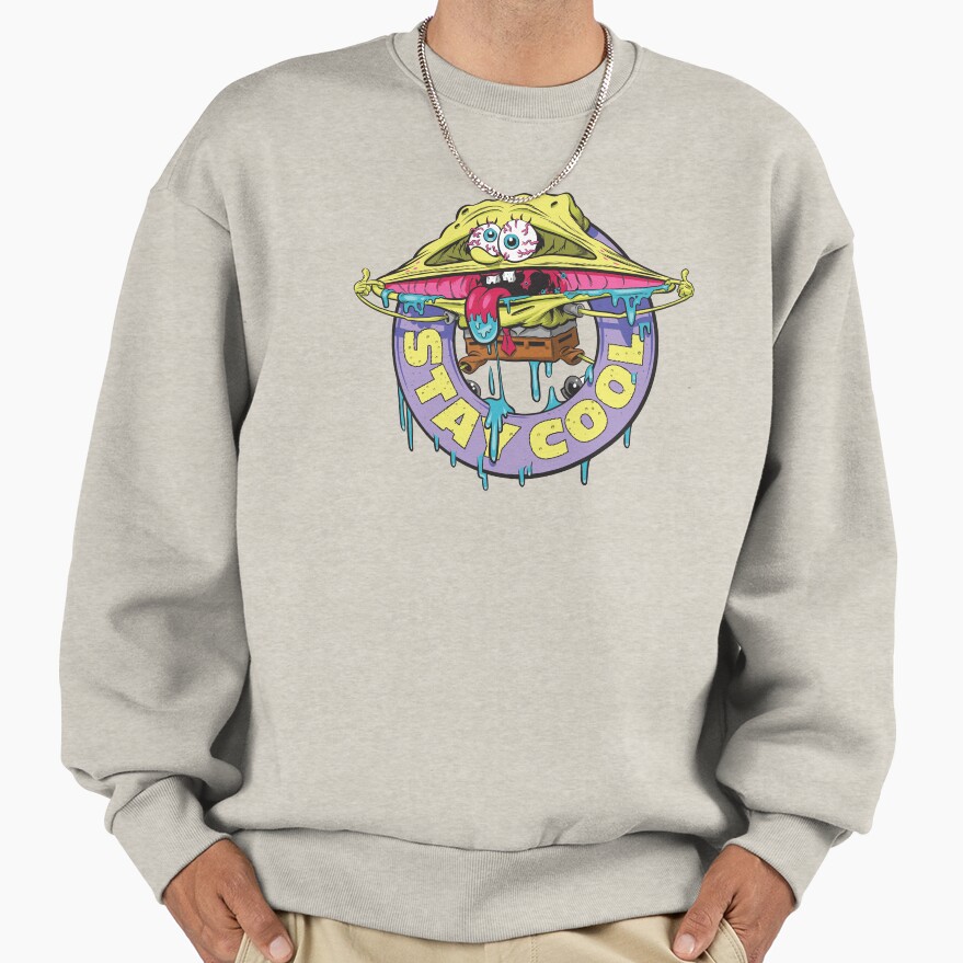 Spongebob Squarepants Stay Cool Drippy Logo Sweatshirt - Image 3