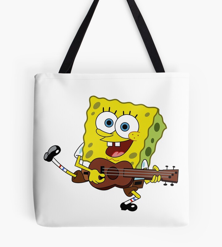 Sponge Playing A Guitar Tote Bag
