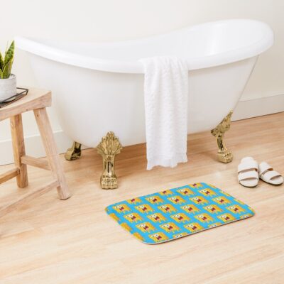 Alternative view of Melting Spongebob Cartoon Face Illustration Bath Mat