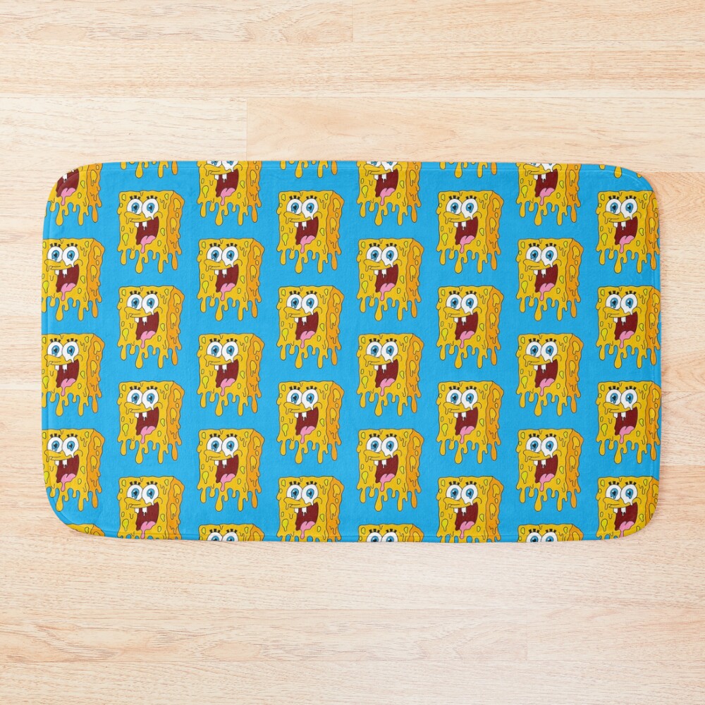 Melting Spongebob Cartoon Face Illustration Bath Mat
