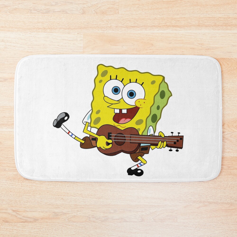 Sponge Playing A Guitar Bath Mat