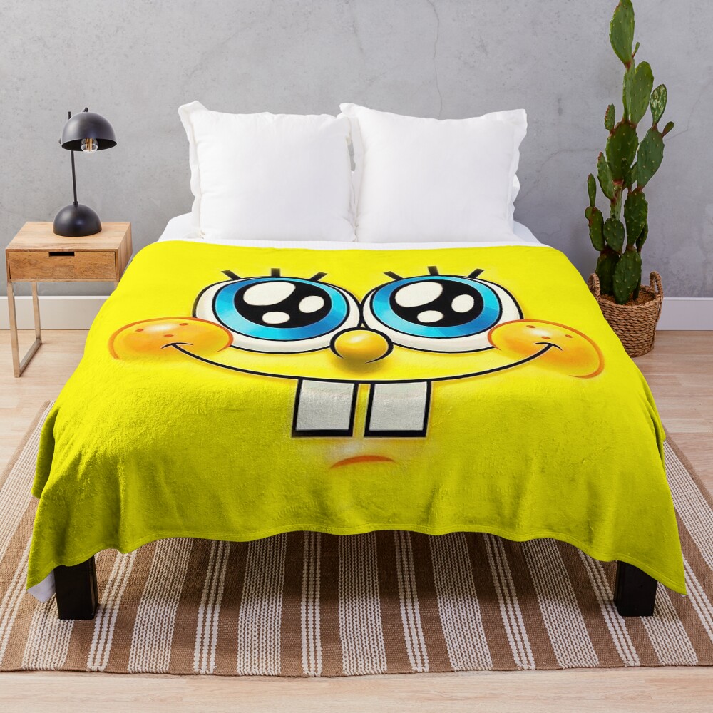 Cute Spongebob Squarepants Face Throw Blanket