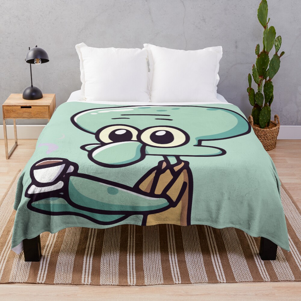 Squidward Tentacles Tea Throw Blanket