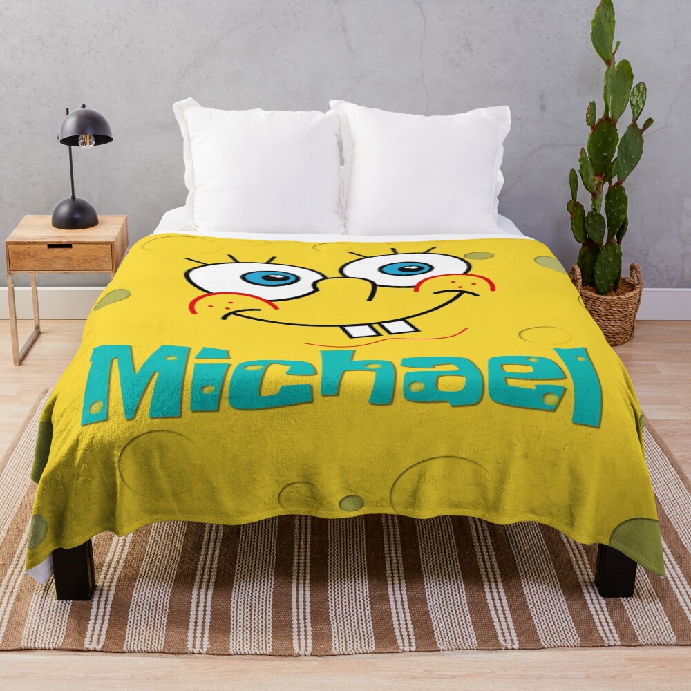Spongebob Personalized Name Michael Throw Blanket