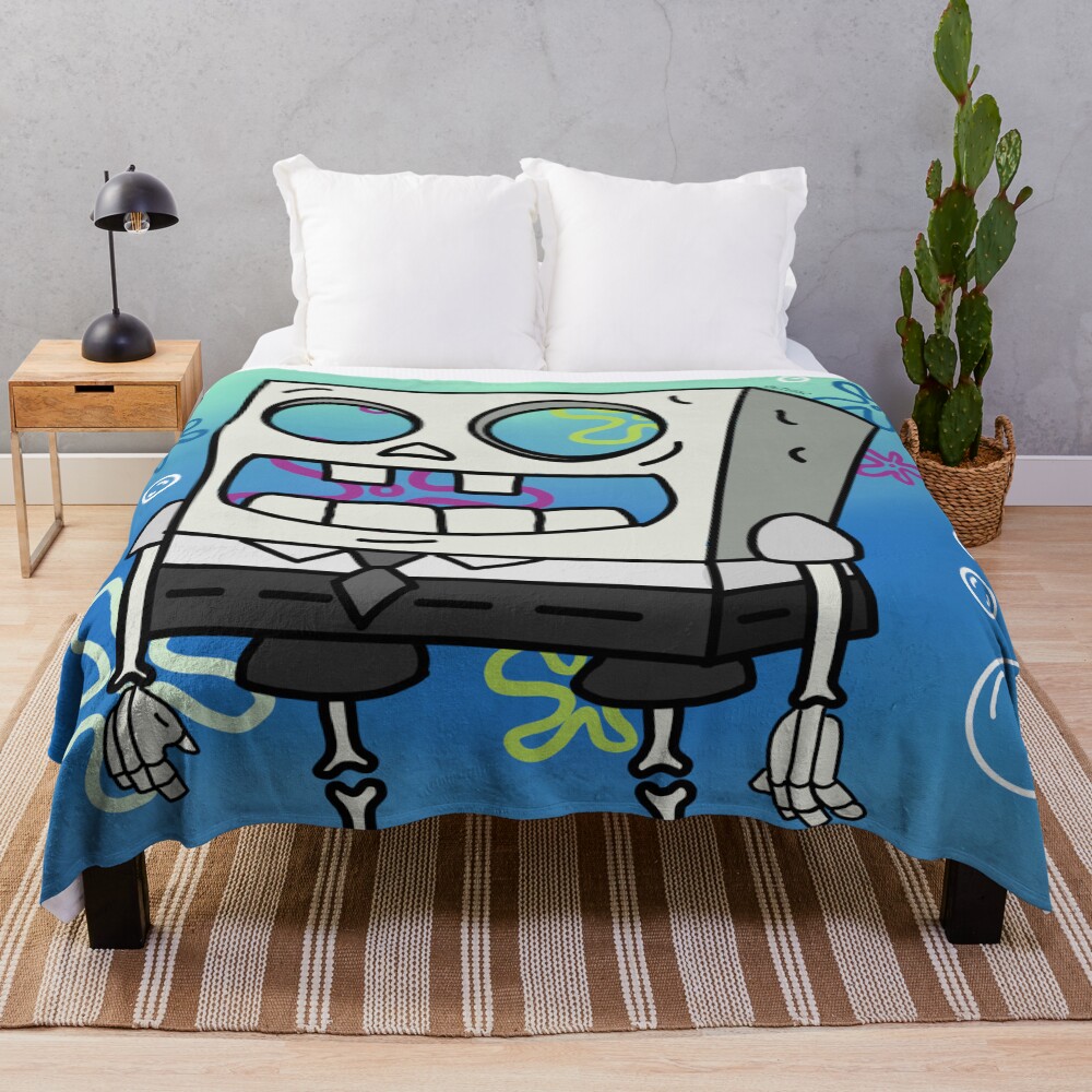 Sponge Bob Skeleton Throw Blanket