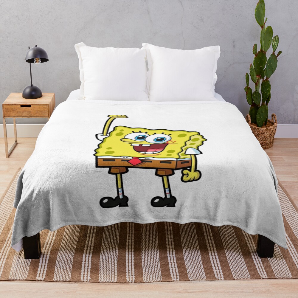 Spongebob Squarepants Happy Cartoon Pose Throw Blanket