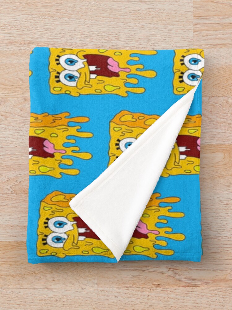 Melting Spongebob Cartoon Face Illustration Throw Blanket - Image 2