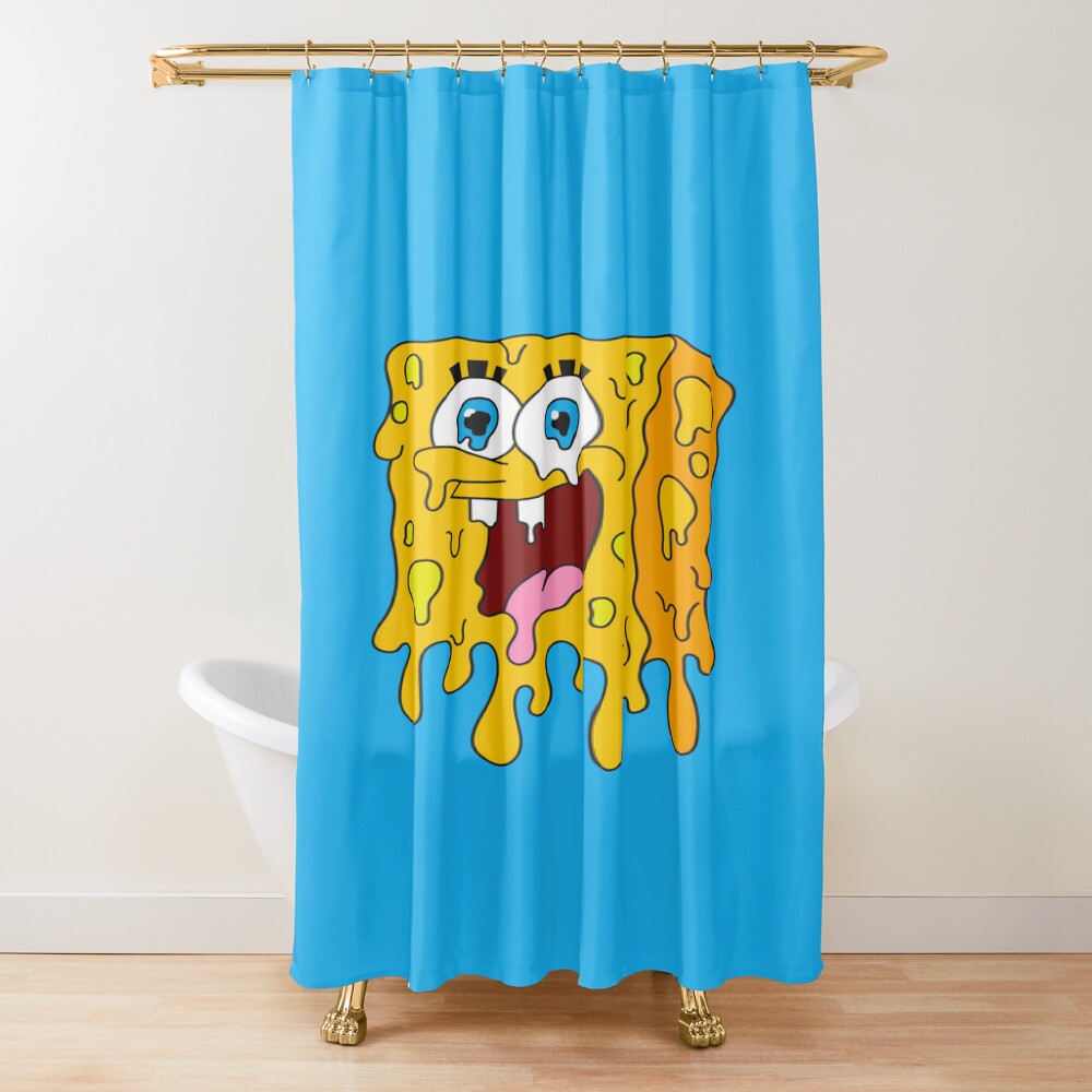 Melting Spongebob Cartoon Face Illustration Shower Curtain