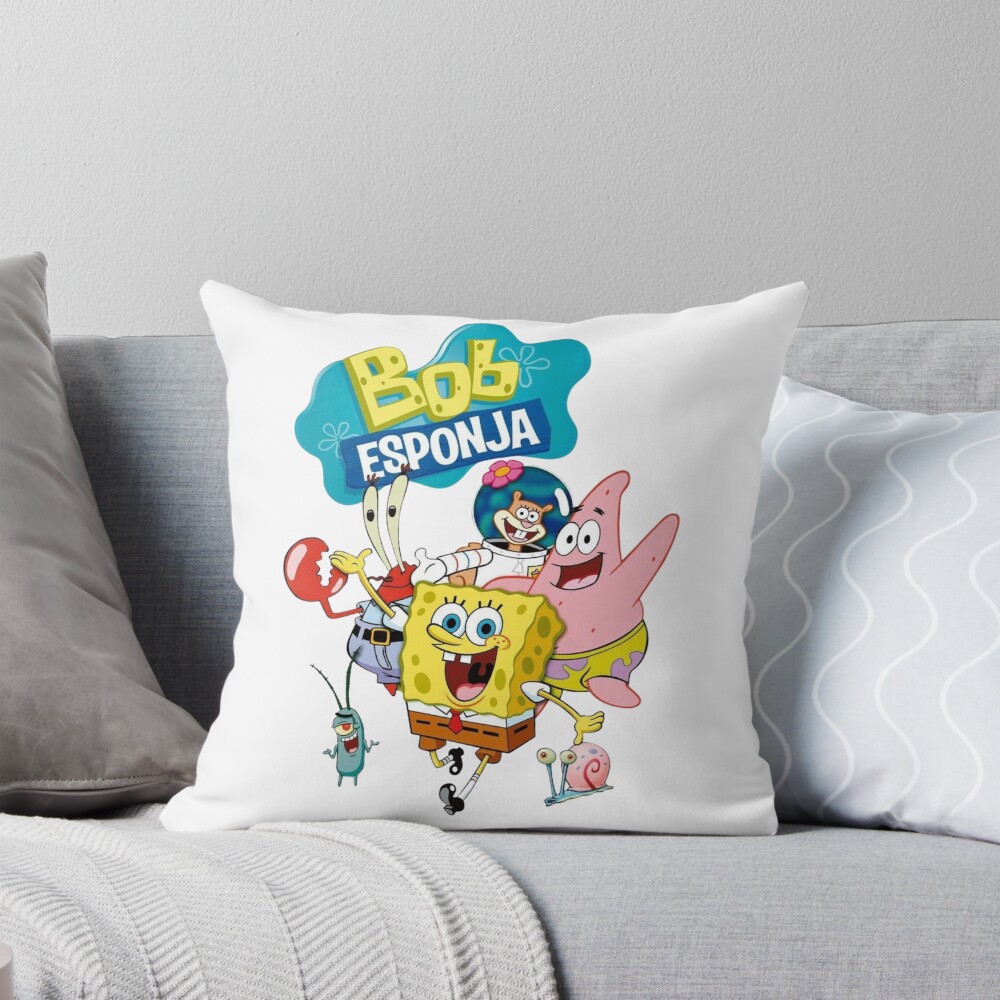 Spongebob Squarepants And Friends Cartoon Art Throw Pillow
