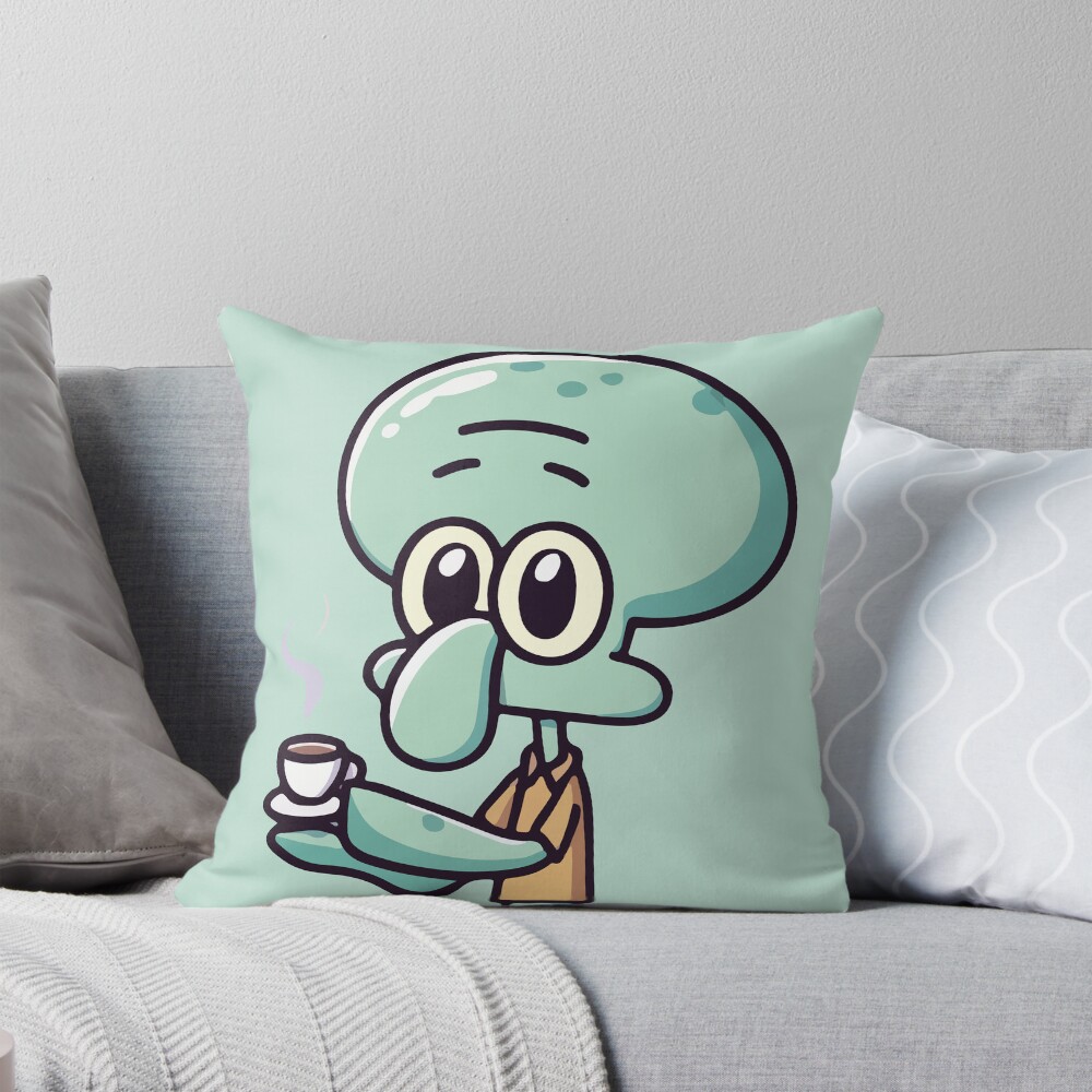 Squidward Tentacles Tea Throw Pillow
